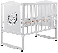 Кровать Babyroom Тедди T-01 фигурное быльце, откидной бок, колеса Белый (hub_x74q1c)