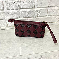 Косметичка із натуральної шкіри на одне відділення Woman's heel темно-бодова (В-478-7)