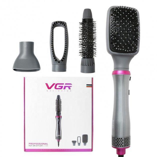 Фен щетка стайлер VGR V-408 расческа для укладки и завивки волос с насадками - фото 1 - id-p1666054160