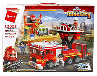 Конструктор пожарная машина, в наборе 539 деталей, игровой набор пожар в городе, в наборе фигурки, машина
