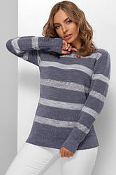 Жіночий легкий светр джемпер у смужку колір сірий