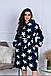 Махровий жіночий халат на блискавці великого розміру Soft зірки, фото 2