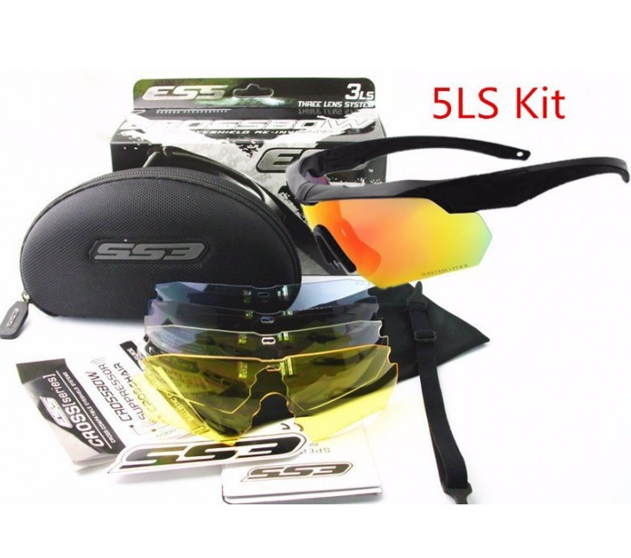 Окуляри тактичні ESS Crossbow 5LS (аналог) - Black - (дужки 1 пара + лінзи 5 шт)