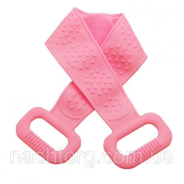 Силиконовая мочалка для душа двухсторонняя "Silica gel bath brush", розовый массажер щетка для тела (NT) - фото 2 - id-p1702726925