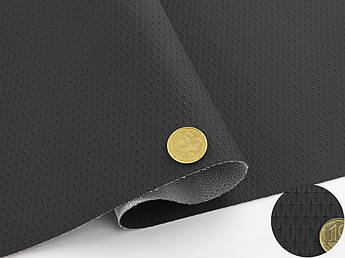 Автомобільний текстурний кожзам G9 чорний, на тканинній основі, ширина 165см