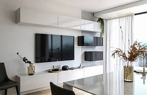 Вітальня BOX-F5 Глянець Білий / Глянець Чорний ТМ Міро-Марк