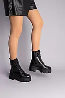 Женские демисезонные ботинки ShoesBand Черные натуральные кожаные наплак на высокой подошве 37 (24 см)