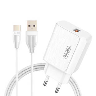 Зарядний пристрій для телефона USB 3.1 А блок живлення для швидкого заряджання 18W смартфона + кабель 1 м Type-C