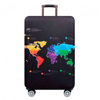 Чохол для дорожньої валізи на валізу захисний 25-28" L, Карта світу