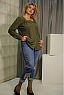 Сорочка жіноча натуральна вільна дуже стильна на ґудзиках великого розміру хакі 54, фото 3