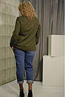 Сорочка жіноча натуральна вільна дуже стильна на ґудзиках великого розміру хакі 54, фото 4