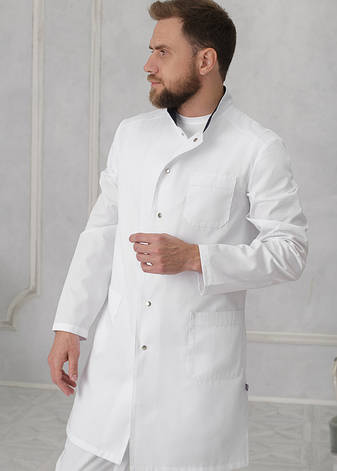 Чоловічий медичний халат Ярослав cotton білий, фото 2