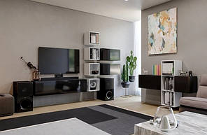 Вітальня BOX-V2 Глянець Білий / Глянець Чорний ТМ Міро-Марк