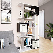Стильний стелаж СТ-36, Білий/Чорний
