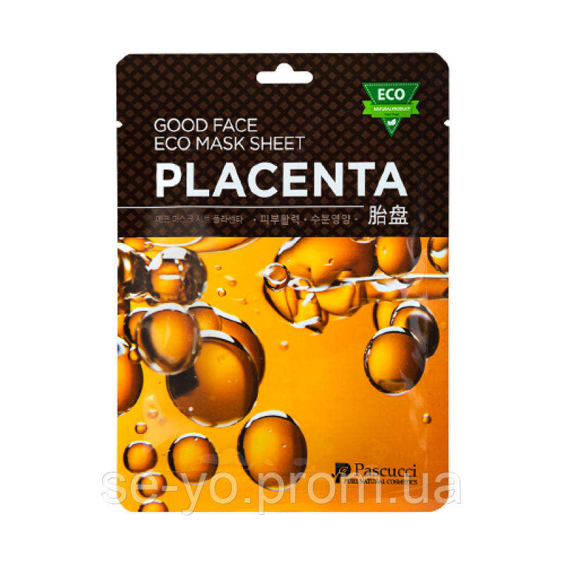 Маска для обличчя з плацентою Amicell Pascucci Good Face Eco Mask Sheet Placenta, 23 мл