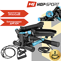 Степпер с эспандерами Hop-Sport HS-035S Joy синий, до 100 кг