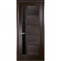 Двери межкомнатные KFD Grand (Грета) Каштан с черным стеклом 60,70,80,90