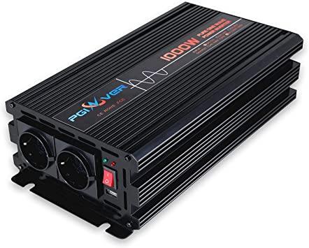 Pure Sine Converter 1000W-DC 12V to AC 220V/230V Inverter-2 AC EU Plug та 1 USB порт-пульт дистанційного керування з INCL.