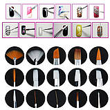 Набір пензлів/інструментів для дизайну нігтів білі 15 штук + 5 дотсів (у чохлі), фото 7