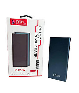 Power Bank MTL4120 10000 Mah Чорний USB Тонкий, УМБ, павер банк