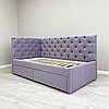 Дитяче ліжко для дівчинки м'яке з ящиками MeBelle NIMBA 90х190 см, каретна стяжка, лавандовий бузок велюр, фото 2