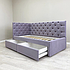 Дитяче ліжко для дівчинки м'яке з ящиками MeBelle NIMBA 90х190 см, каретна стяжка, лавандовий бузок велюр, фото 3