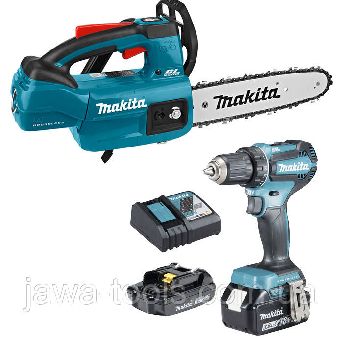 Набір інструментів Makita ак. ланцюгова пила DUC254Z + ак. дриль-шуруповерт DDF484FXY3