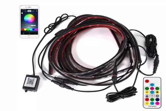 Автомобільна система підсвічування днища RGB SOUND ACTIVE світлодіодна стрічка з пультом керування, неонове світло