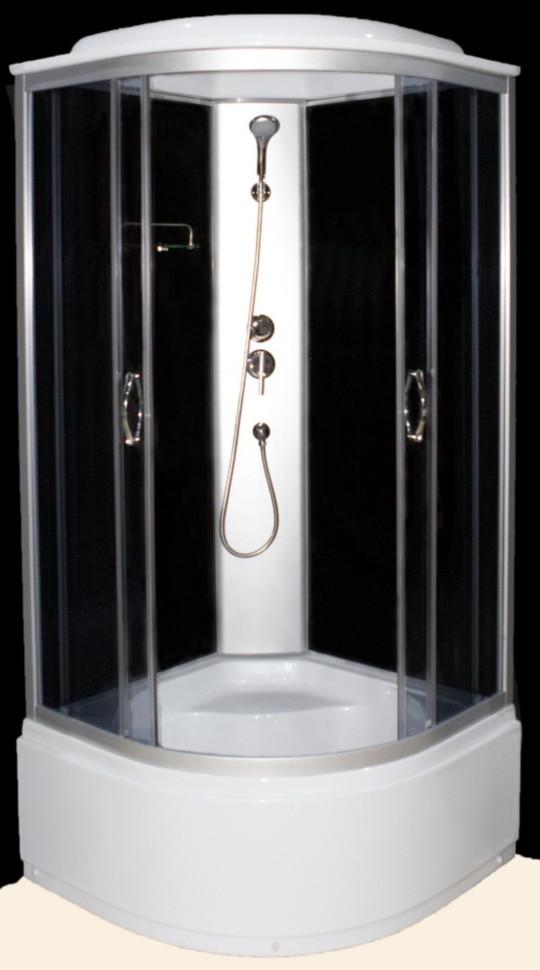 Душовий гідробокс 90*90*210 см переднє скло gray, заднє скло black, глибокий піддон