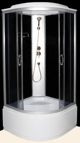 Душовий гідробокс 90*90*210 см переднє скло gray, заднє скло black, глибокий піддон, фото 1