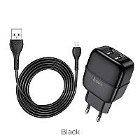 Адаптер мережевий HOCO Lightning cable Highway C77A |2USB, 2.4A|