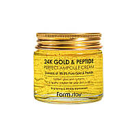 Антивозрастной крем для лица с золотом и пептидами Farm Stay 24K Gold & Peptide Perfect Ampoule Cream