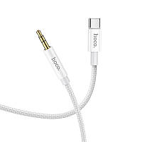 Кабель переходник адаптер Type-C на Mini-jack 3.5 (AUX) HOCO digital audio conversion cable (1m, DAC). White