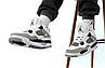 Жіночі Зимові кросівки Nike Air Jordan Retro 4 Winter на хутрі White Gray Military Найк Джордан білі з сірим, фото 8