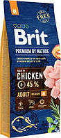 Сухой корм Brit Premium Adult M для собак средних пород с курицей 15 КГ