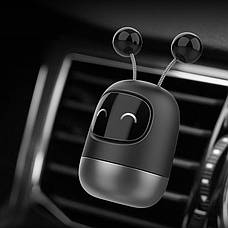 Ароматизатор-освіжувач повітря автомобільний в решітку машини Emoji Robot happy Чорний, фото 6