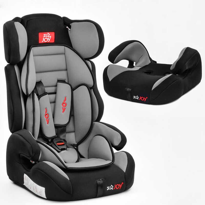 Автокрісло дитяче 9-36 з бустером Joy Е 1390 Сіре, група 1/2/3, від 9 місяців до 12 років