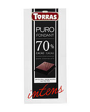 Шоколад чорний без глютену TORRAS Puro Fondant Intens 70%, 200 г