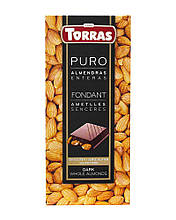 Шоколад чорний без глютену TORRAS Puro Fondant Dark Whole Almond з мигдалем 48%, 200 г