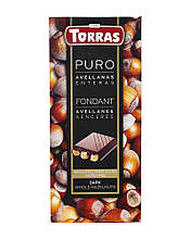 Шоколад чорний без глютену TORRAS Puro Fondant Dark Whole Hazelnuts з фундуком 48%, 200 г