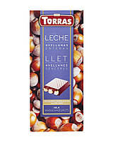 Шоколад молочний без глютену TORRAS Leche Llet Milk Whole Hazelnuts з фундуком 32%, 200 г