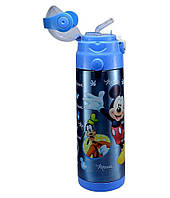 Термос детский с поилкой-трубочкой и откидной крышкой Микки маус Disney Heroes (синий)