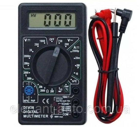 Цифровий мультиметр 838 Дисплей: 50х20мм, зі звуком, датчик температури
