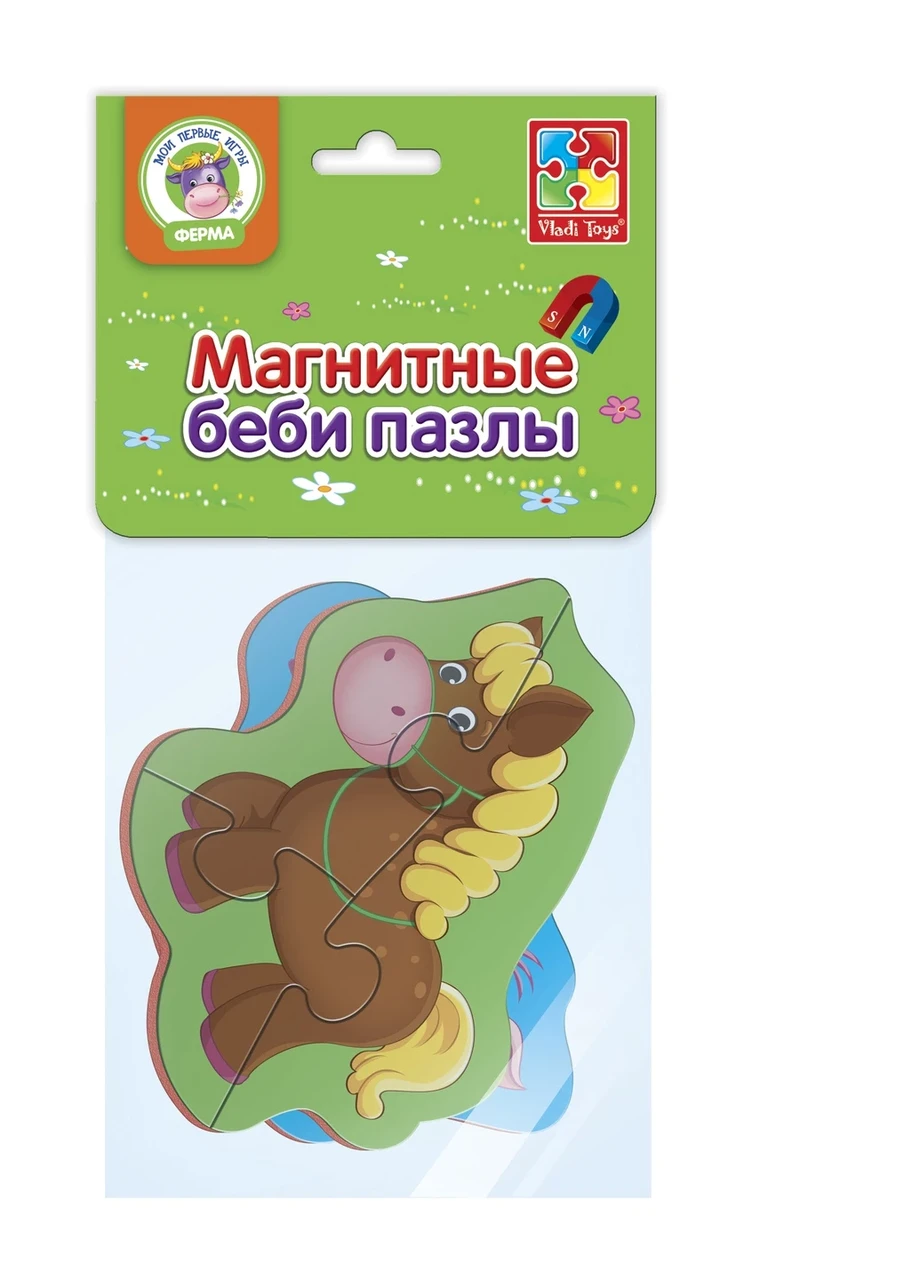 Магнітні бебі пазли Vladi Toys "Лошадка та поросень" (Рус) (VT3208-05)