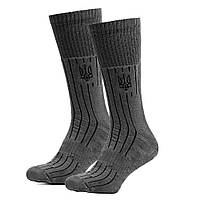 Мужские носки высокие махровые 39-43р с Гербом, Серые / Трекинговые носки для мужчин / Термоноски  для военных