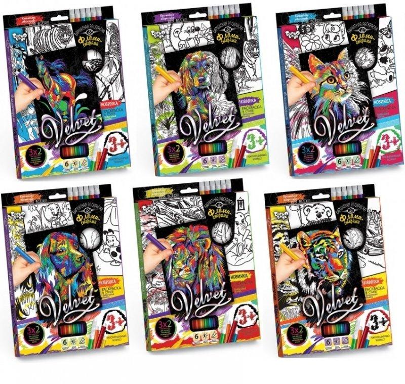 Комплект креативної творчесті "Оксамитове розмальовка фломастерами VELVET", фото 1