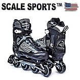 Розсувні роликові ковзани Scale Sports Adult Skates XL LF 935 Чорний (41-44), фото 7