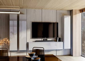 Вітальня BOX-TV1 Глянець Білий / Глянець Чорний ТМ Міро-Марк