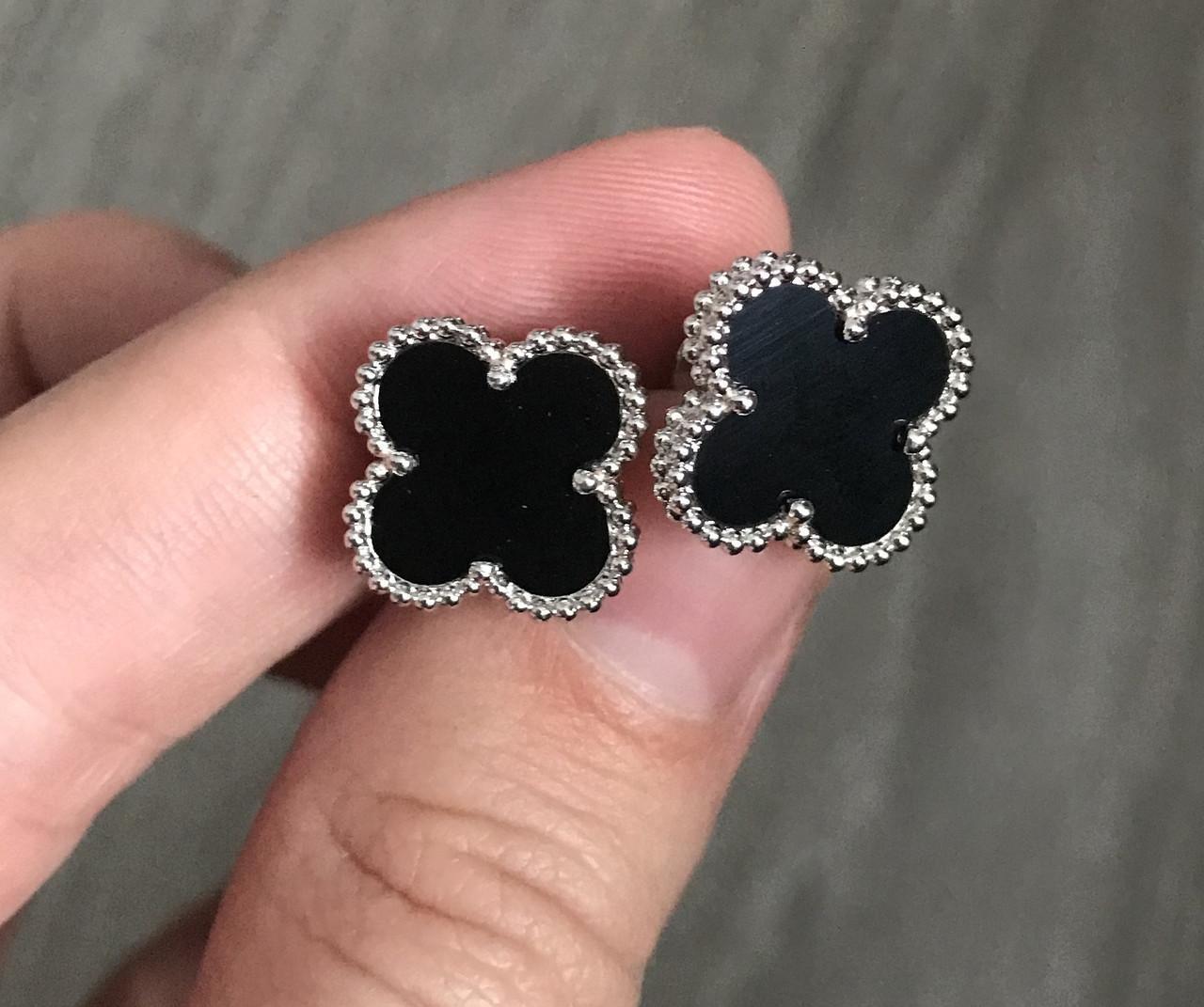 Ціна на Сережки Van cleef ван кліф конюшина чорні на гвоздику з ...