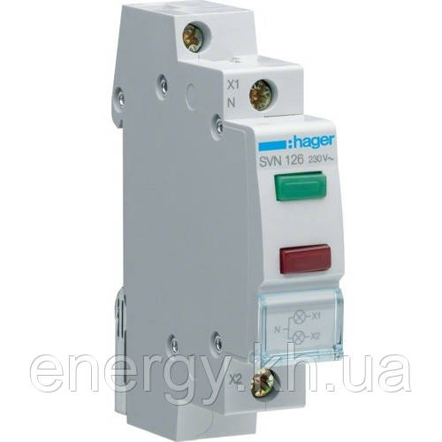 Індикатор подвійний LED зелений і червоний, Hager SVN126, фото 1